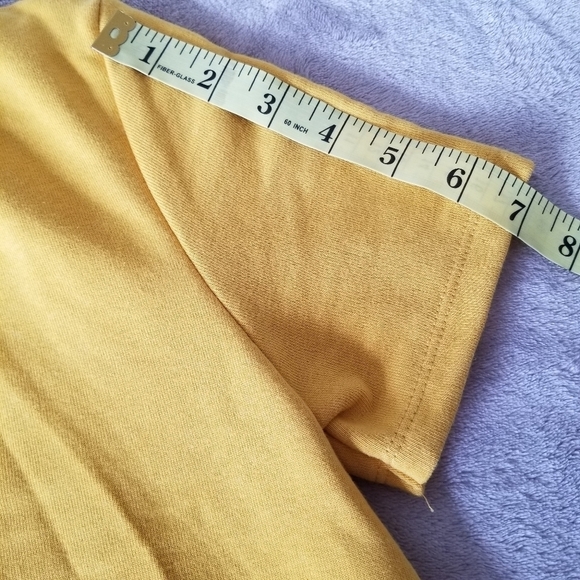 YELLOW V-Neck Short Sleeve Mini Swing Sweater Dress - Picture 10 of 13